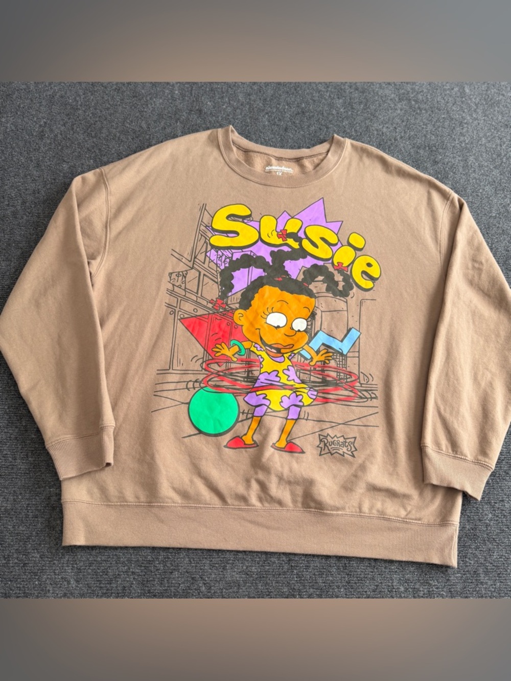 Nickelodeon Rugrats Susie Carmichael Graphic Sweatshirt 1X Tan Crewneck Y2K